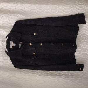 Vintage Designers Studio Originals Leather Sweater Jacket Black Medium Cowgirl